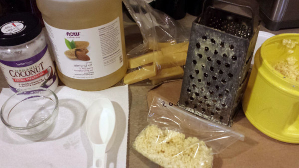 We shave blocks of our cleaned and processed beeswax for measuring.