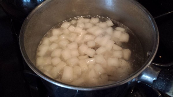 Blanching the fat, and letting it cool well ahead of time.